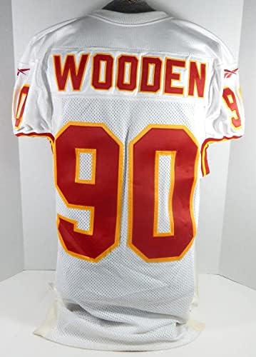 1998 Kansas City Chiefs Terry Wooden 90 Jogo emitido White Jersey 46 DP33209 - Jerseys de Jerseys