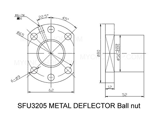 FBT SFU3205 RM3205 OVL 850mm parafuso de esfera rolada - C7 + SFU3205 Defletor de metal porca de flange único + usinagem final para BK25/BF25 Processamento padrão