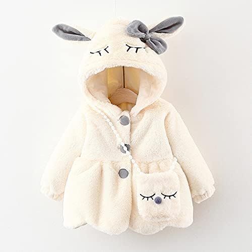 Casaco quente+bolsa com capuz de coelho mantém jaqueta de inverno garotas engrosset bebê desenho animado meninas