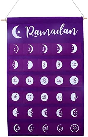 Xoyzuu Eid Feel Fabric Countdown Calendário Mubarak Ramadã Decorações de parede do calendário do Ramadan