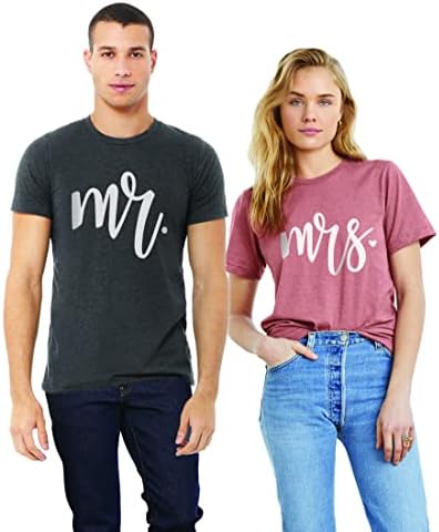 Teeny Fox Mr e Sra. Casy camisetas combinando com o Sr. e a Sra. T-shirts noivado lua de mel