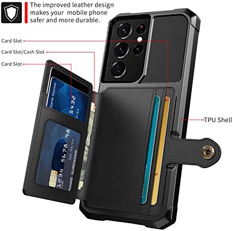 Caso para Samsung Galaxy S21 Ultra 5G - Caixa de carteira com bolsos de couro PU