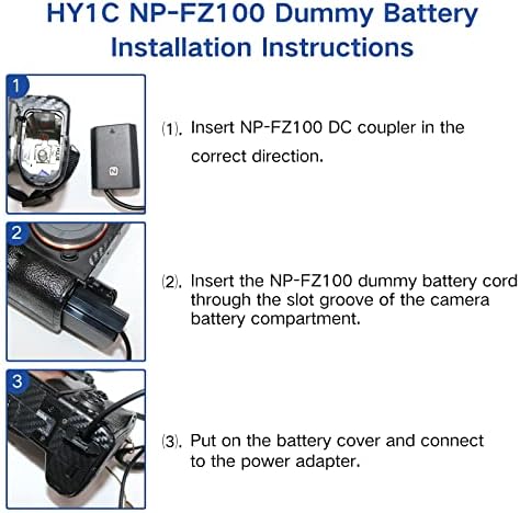 Hy1C NP-FZ100 Carregador de bateria npfz100 kit de adaptador de energia CA para Sony Alpha A7iii, A7IV, A7SIII, A7riii, A7riv, A7c, A1, FX3, FX30, A6600 Cameras.