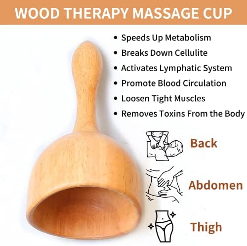 Mikako Wood Cup sueco, copo de massagem na terapia de madeira, ferramentas de massagem da terapia de madeira ferramentas de escultura para maderoterapia, copos de massagem de madeira portátil, drenagem linosa, anticelulita, alívio da dor muscular