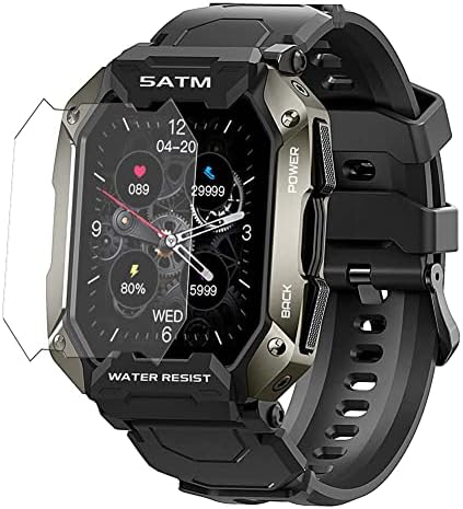 Protetor de tela de pacote Puccy 3, compatível com rgthuhu amaztim 5atm '' smart watch smartwatch tpu guarda de filme （Protetores de vidro não temperado）, transparente