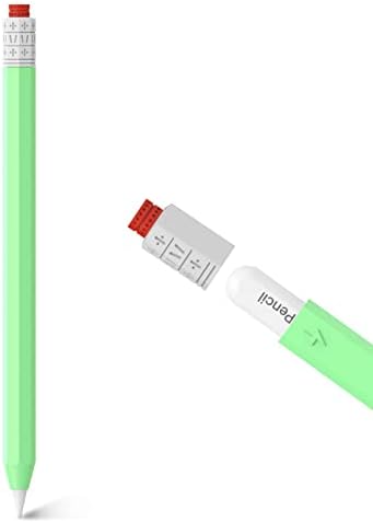 Caixa de lápis clássica de Alfick para Apple Pencil Caso de 2ª geração Design de carregamento magnético de silicone macio compatível com Apple Pencil 2ª geração （verde）
