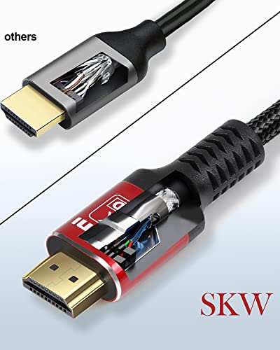 SKW 10ft HDMI 2.1 Cabo de 48 Gbps 8k e 4k O cabo de alta velocidade ultra-alta suporta 8k@60Hz, 4k@120Hz 144Hz, DTS: X, HDCP 2.2 e 2.3, EARC, HDR 10 Compatível com monitor de TV Xbox PS5/4 Blu-ray