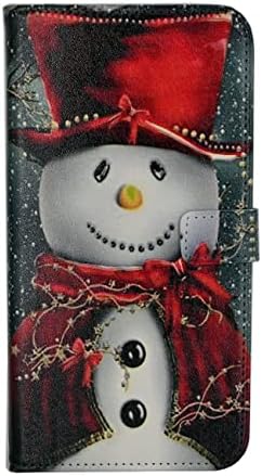Caso YHB para Samsung Galaxy A13 5G, capa de carteira de couro de couro PU com tampa de proteção TPU Stand Stand, adorável boneco de neve de Natal com lenço vermelho e cartola
