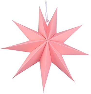 Bestoyard Paper Star Lanterna Lampshade Hanging Christmas Decoração de Natal Pentagrama 3d Star Festival de aniversário Decoração de festa rosa 30cm