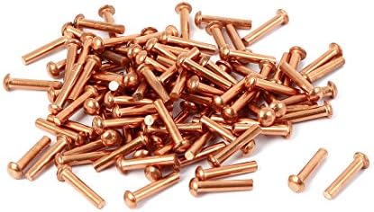 rebite sólido de cobre uxcell 9 mm de comprimento 2 mm x 8 mm de cabeça de cobre redonda de cobre prendedores