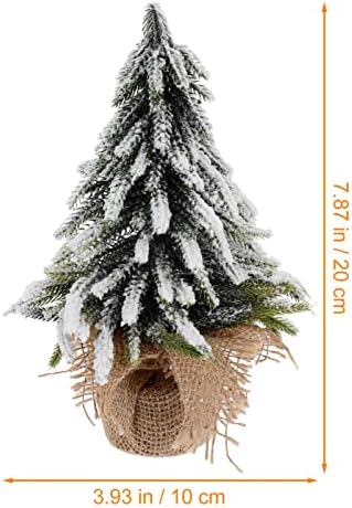 Zerodeko Decor Decor Desktop Christmas Tree Ornament, Mini Artificial Tree Adornamento de neve Pinheiro artificial de neve para Natal, festa temática de inverno, decorações de Natal de 7,86 polegadas