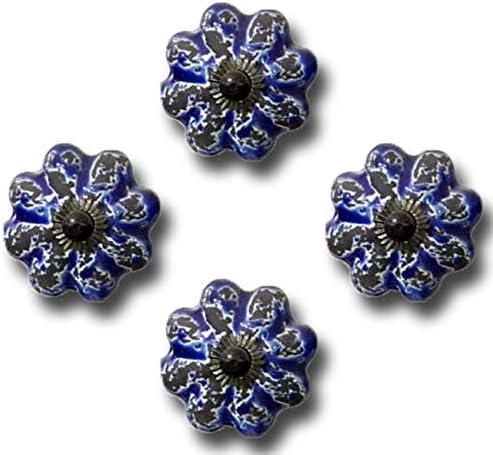 Sharvgun Cerâmica forma de abóbora Decorativa botões de porta antigos de interior azul botões de abóbora e puxadores
