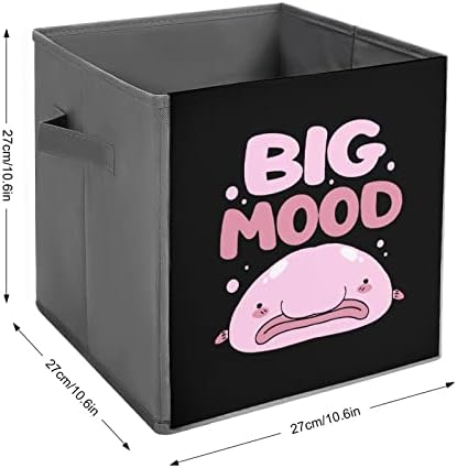 Big Humor Pink Blobfish Storage Cubes com alças Bins de tecido dobrável Organizando cestas para prateleiras
