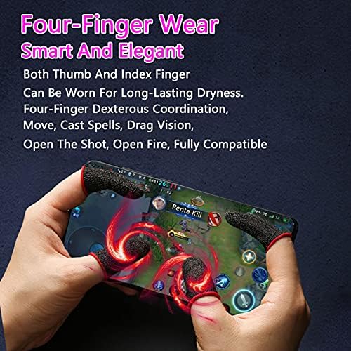 Mangas de dedos para jogos Nixbyo, 8 peças, Anti-Sweat Breathable usando fibra de prata de 24 pinos adequada para a maioria dos dispositivos de toque que pode ser usada com dedos grandes e pequenos