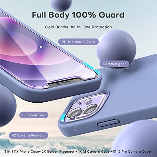TOCOL [5 em 1 para iPhone 12 Case, para iPhone 12 Pro Case, com protetor de 2 pacote Protetor de tela